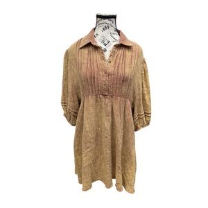 Umgee Gauze Peasant Top Gauze Mineral Washed 1/2 Button